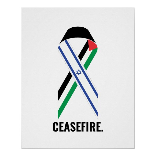 Ceasefire Israel and Palestine flags ribbon custom Poster (Front)