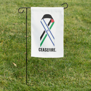Ceasefire Israel and Palestine ribbon white custom Garden Flag
