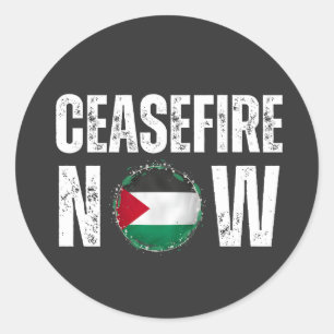 CEASEFIRE NOW CLASSIC ROUND STICKER