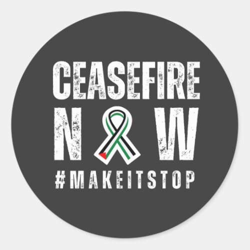 CEASEFIRE NOW CLASSIC ROUND STICKER