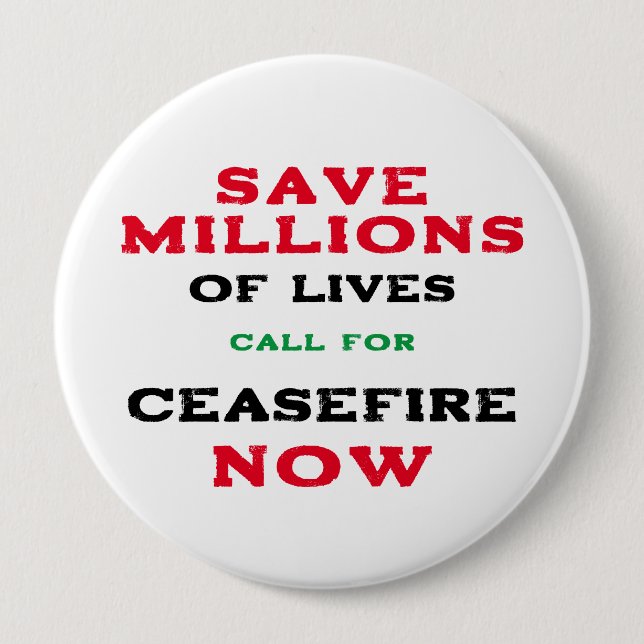 CEASEFIRE NOW FREE PALESTINE END GENOCIDE BUTTON (Front)