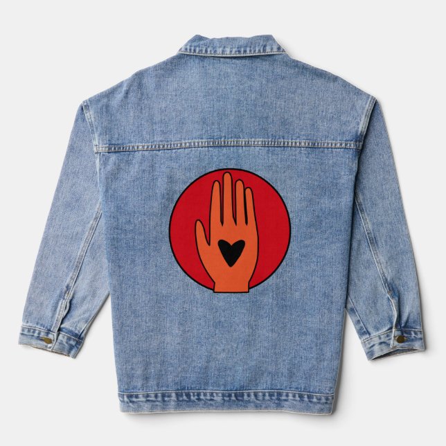 Ceasefire now hand Palestine graphic design  Denim Jacket (Back)
