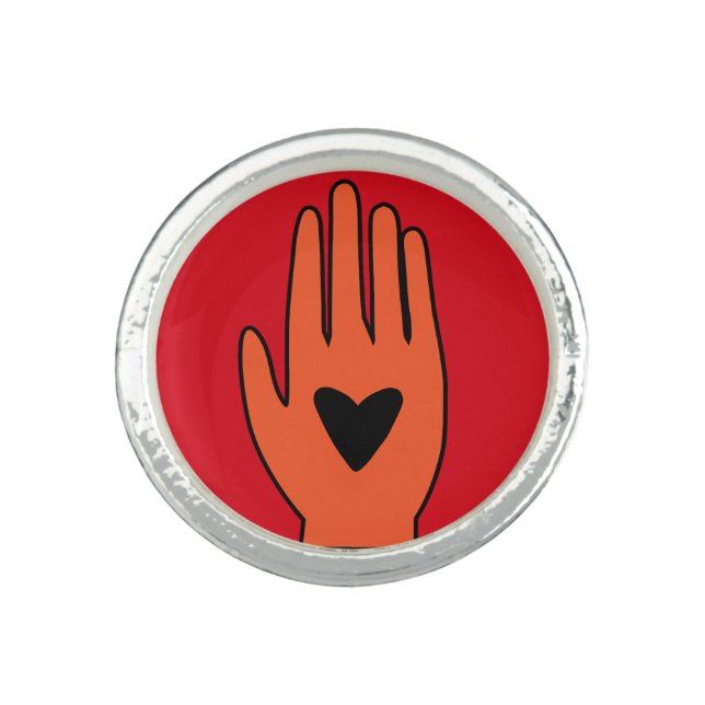 Ceasefire now hand Palestine graphic design  Ring (Front)