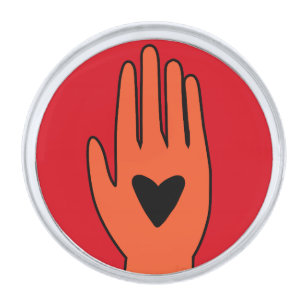 Ceasefire now hand Palestine graphic design Silver Finish Lapel Pin