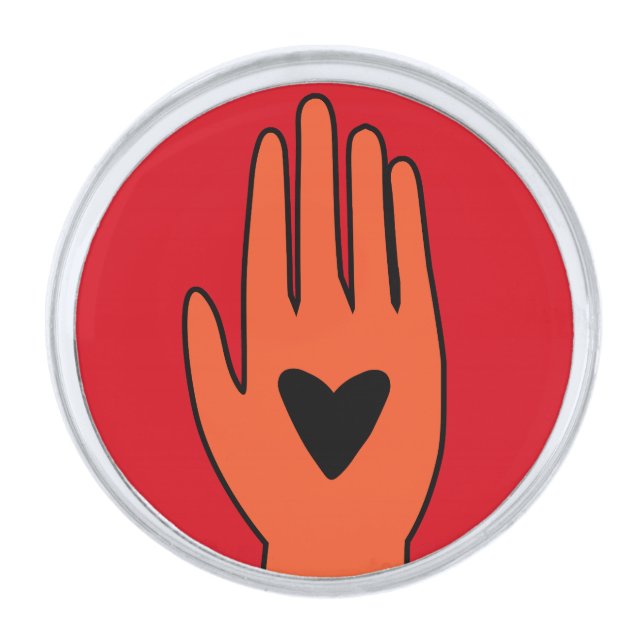 Ceasefire now hand Palestine graphic design  Silver Finish Lapel Pin (Front)