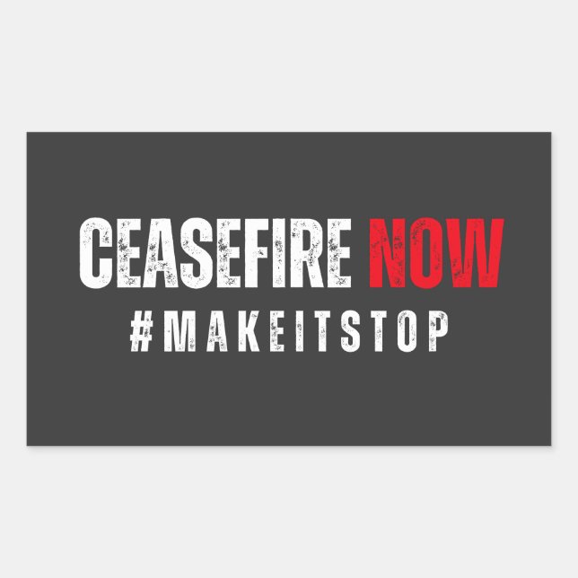 CEASEFIRE NOW RECTANGULAR STICKER (Front)