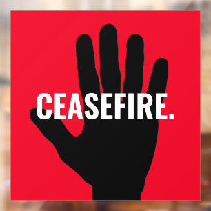 Ceasefire red white black hand anti war custom window cling