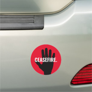 Ceasefire red white black hand bold custom text car magnet