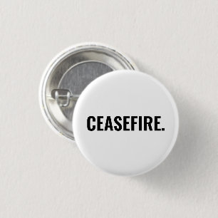 Ceasefire white black text minimalist simple bold button