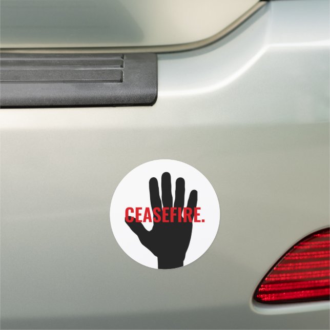 Ceasefire white red black hand custom anti war car magnet (In Situ)
