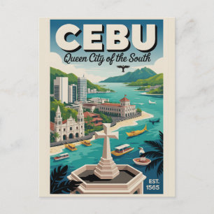 Cebu Philippines Retro Travel Poster Art Holiday Postcard