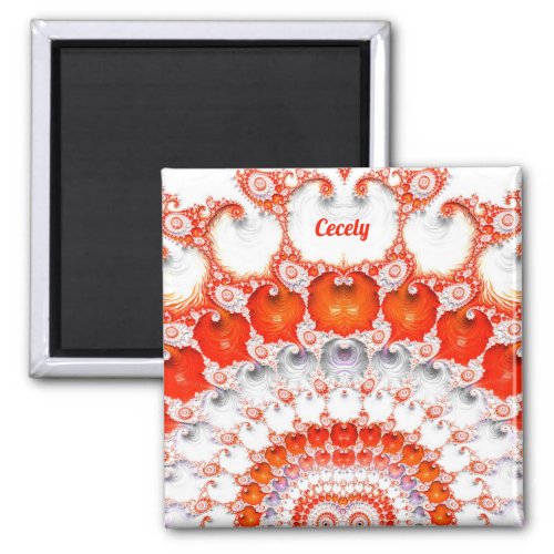 CECELY  Abstract Pattern  Red Orange White  Magnet
