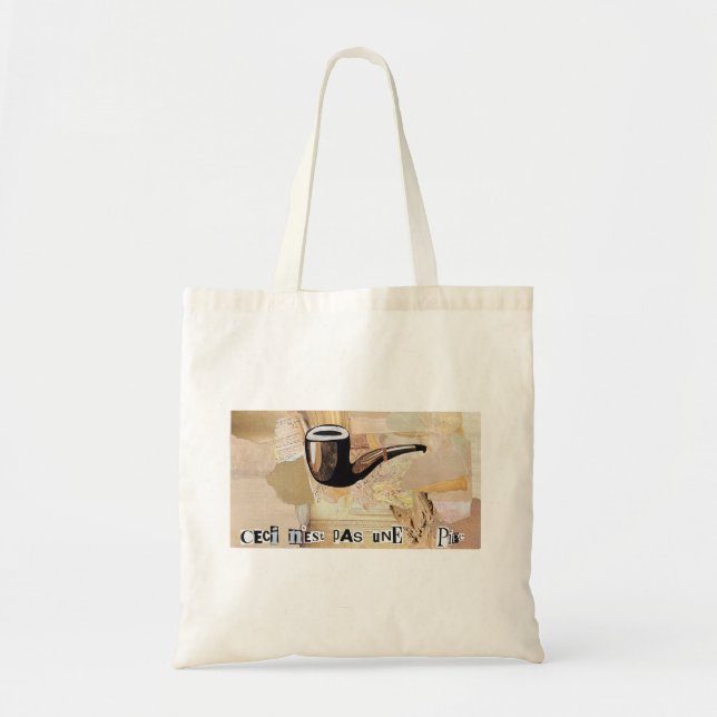 "Ceci n'est pas une pipe" inspired collage tote (Front)