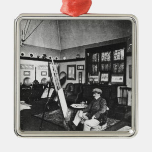 Cecil Aldin in his studio Metal Ornament