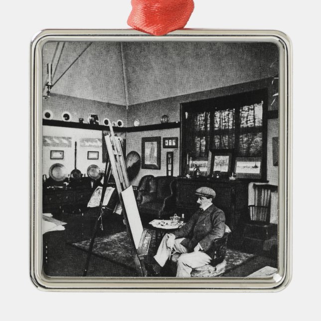Cecil Aldin in his studio Metal Ornament (Front)