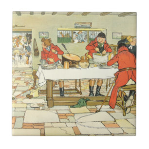 Cecil Aldin Vintage Tile The Hunt Breakfast