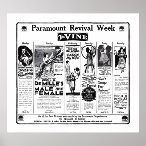 Cecil B DeMille 1922 vintage movie ads poster