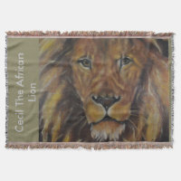 Cecil The African Lion Throw Blanket