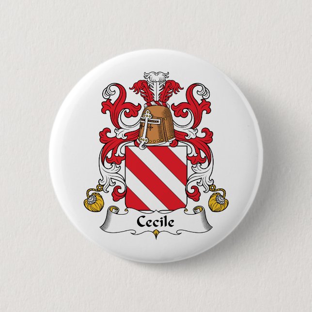 Cecile Family Crest Pinback Button (Front)
