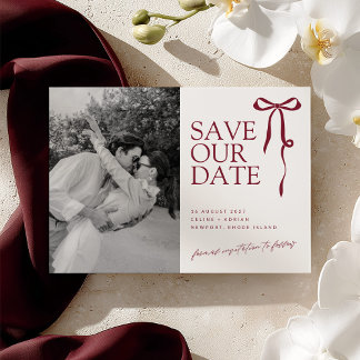 CECILIA Burgundy Save the Date with Photo