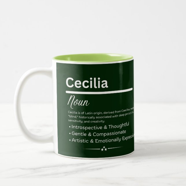 Cecilia Personalized Girl Name Meaning Coffee Mug (Left)