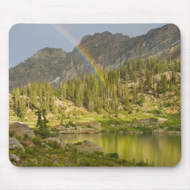 Cecret Lake with rainbow over Devil's Castle, Mouse Pad (Front)