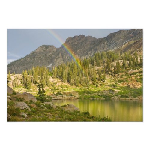 Cecret Lake with rainbow over Devils Castle Photo Print