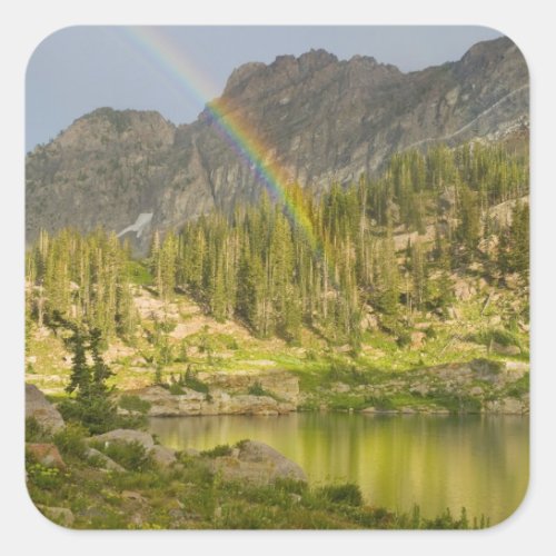 Cecret Lake with rainbow over Devils Castle Square Sticker