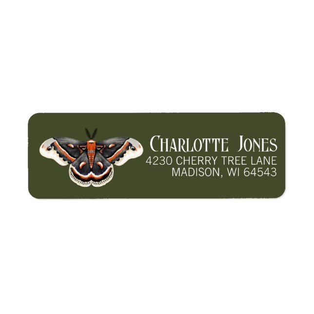 Cecropia Moth Return Address Label (Front)