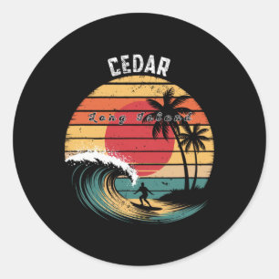 Cedar Beach Long Island Beach Surfing Classic Round Sticker