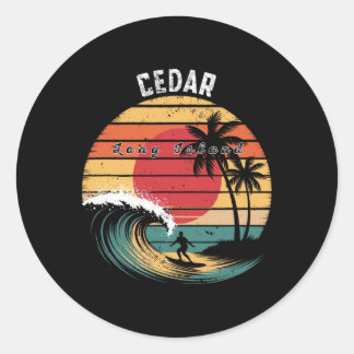 Cedar Beach Long Island Beach Surfing  Classic Round Sticker