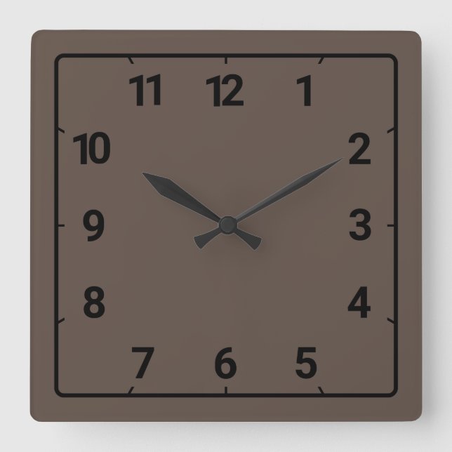 Cedar brown square wall clock (Front)