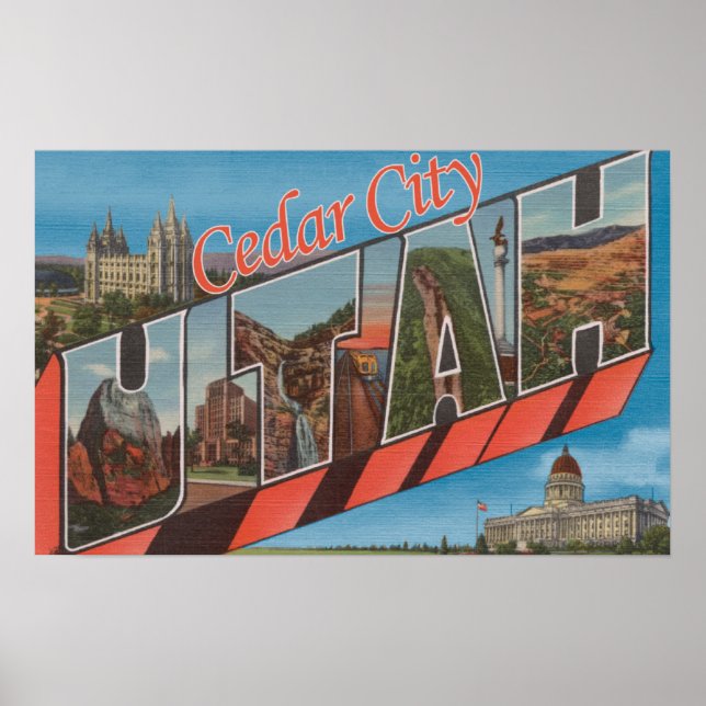 Cedar City, Utah - Large Letter Scenes Poster (Front)
