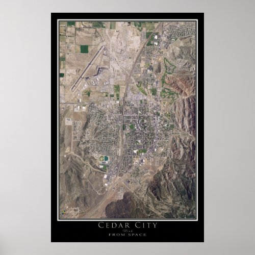 Cedar City Utah Satellite Poster Map