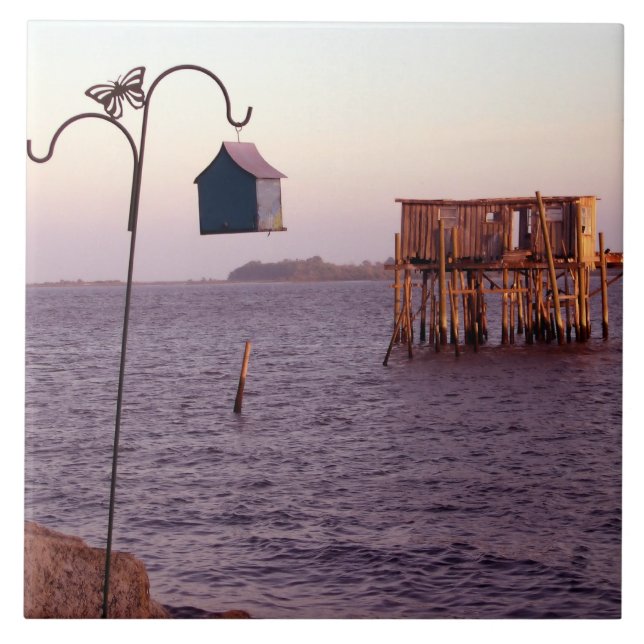Cedar Key Bird Feeder Ceramic Tile (Front)