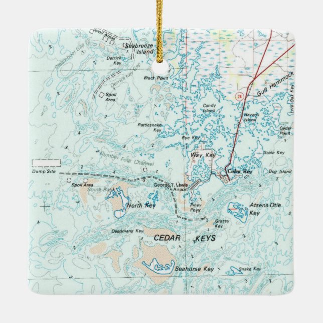 Cedar Key FL Map Ceramic Ornament (Back)