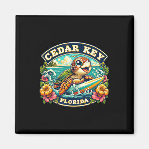 Cedar Key Florida Cute Sea Turtle Surfing Magnet
