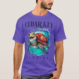 Cedar Key Florida Watercolor Happy Sea Turtle Prem T-Shirt