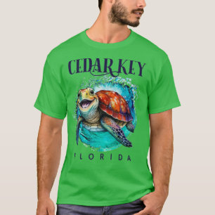 Cedar Key Florida Watercolor Happy Sea Turtle T-Shirt