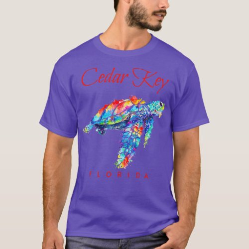 Cedar Key Florida Watercolor Sea Turtle  T_Shirt