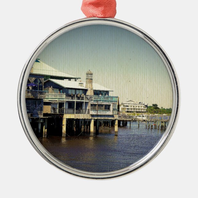 Cedar Key Marina Metal Ornament (Front)