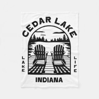 Cedar Lake Indiana Outdoors Vintage Fleece Blanket