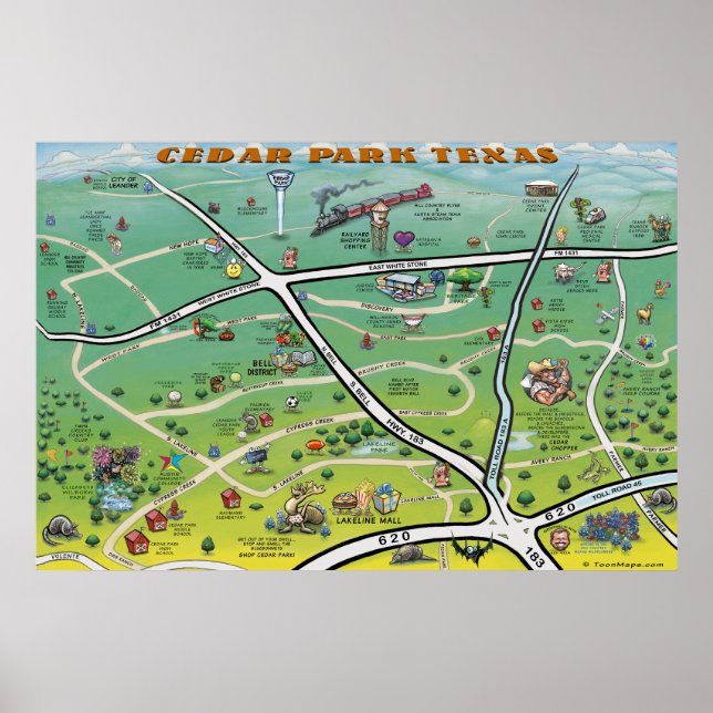 Cedar Park Map Poster (Front)