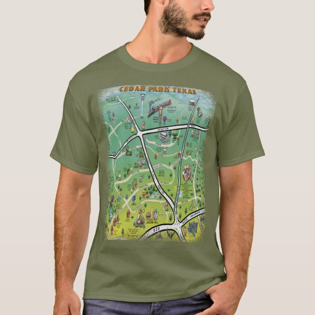 Cedar Park Map Poster T-Shirt (Front)