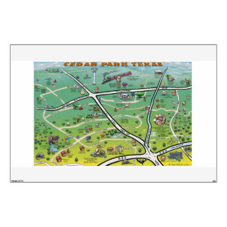 Cedar Park Texas Cartoon Map Wall Decal