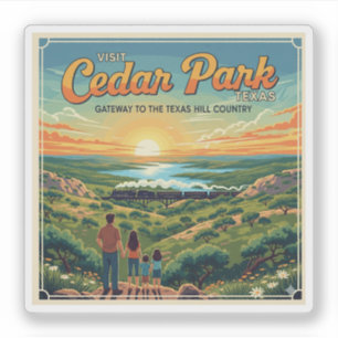 Cedar Park, Texas Vintage Travel Poster Sticker