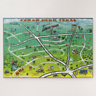 Cedar Park TX Cartoon Map Jigsaw Puzzle