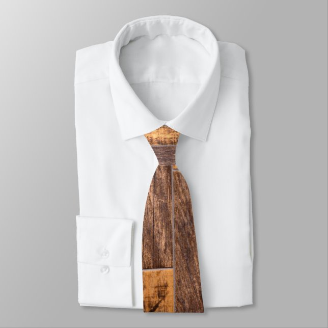 Cedar Planks | rustic wood grain pattern  Neck Tie (Tied)