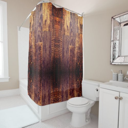 Cedar Planks  rustic wood grain pattern  Shower Curtain
