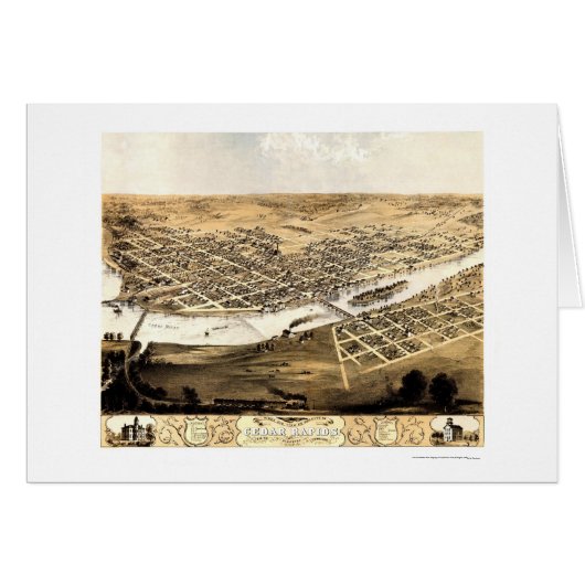 Cedar Rapids, IA Panoramic Map - 1868 Cards (Front Horizontal)